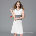 Lady New Fashion knitting Design Slim Fit Sleeveless Corset White Ladies Summer Western Dress